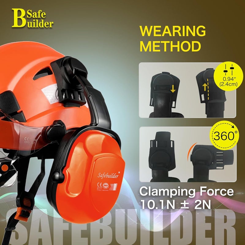 SAFEBUILDER 30dB Ear Muffs Hard Hats Type Safety Earmuffs For Safety Helmet Hearing Protection Earmuffs ANSI S3.19 - Image 3